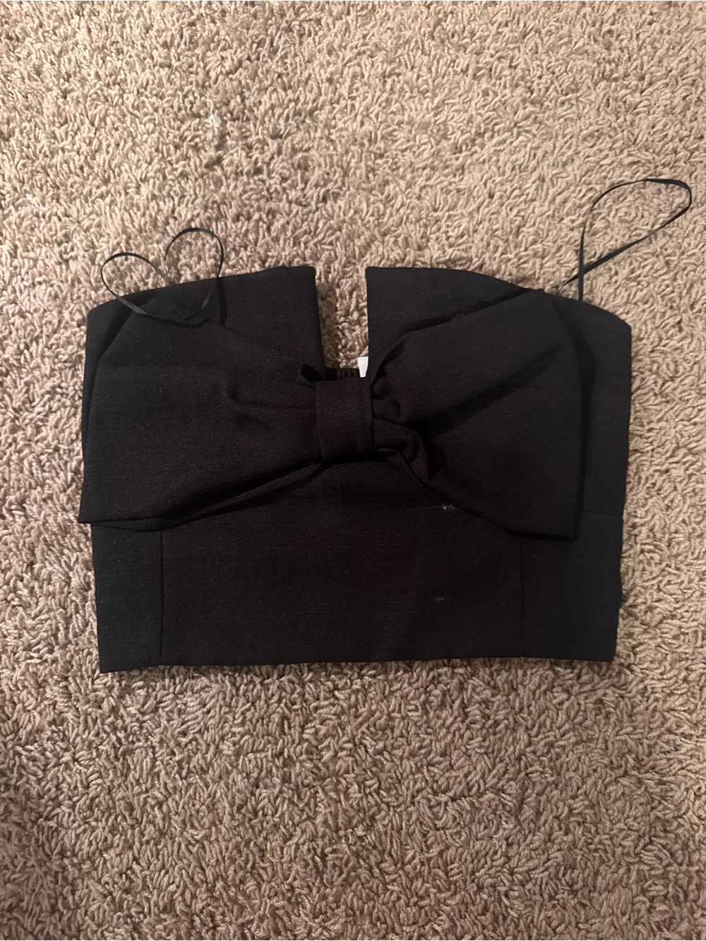Black Bow Front Strapless Crop Top